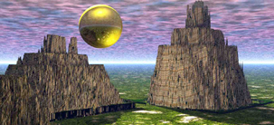 Solar Canyon surreal screensaver CGI landscape image